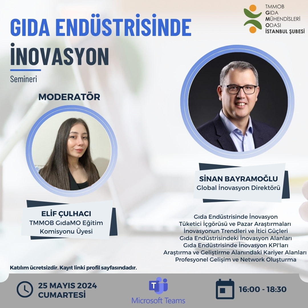 📢 GIDA ENDÜSTRİSİNDE İNOVASYON SEMİNER DUYURUSU