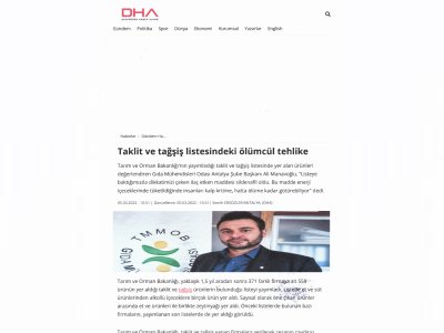 DEMİRÖREN HABER AJANSINDA YAYINLANAN TAKLİT VE TAHŞİŞ LİSTESİNDEKİ ÖLÜMCÜL TEHLİKE RÖPORTAJI