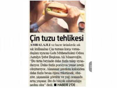 ÇİN TUZU BAŞLIKLI LİDER GAZETESİ RÖPORTAJI